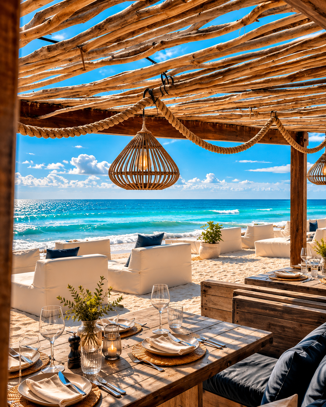 Beach club dining