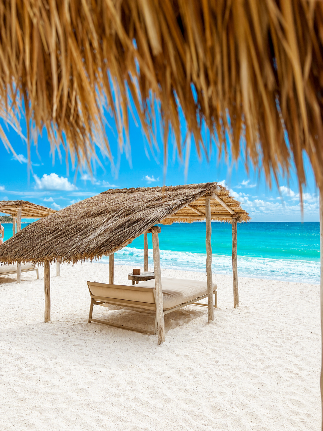 A beach palapa in the sand